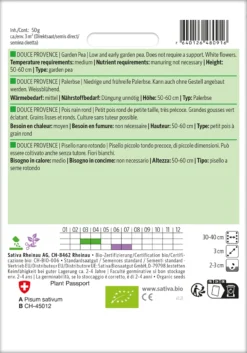 Palerbse Douce Provence | BIO Erbsensamen Von Sativa Rheinau