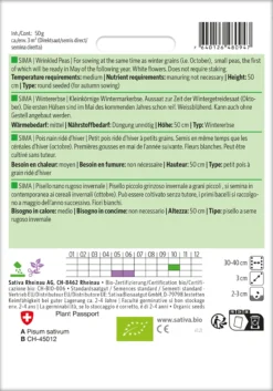 Wintererbse Sima | BIO Markerbsensamen Von Sativa Rheinau