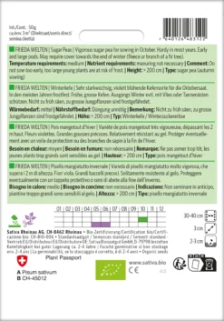 Zuckererbse Frieda Welten | BIO Zuckererbsensamen Von Sativa Rheinau