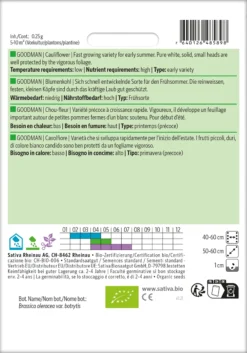 Blumenkohl Goodman | BIO Blumenkohlsamen Von Sativa Rheinau