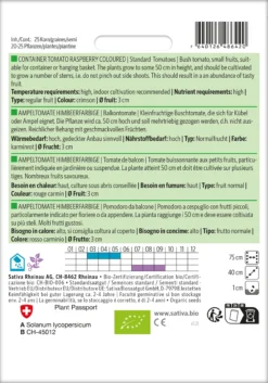 Balkontomate Ampeltomate Himbeerfarbige | BIO Buschtomatensamen Von Sativa Rheinau