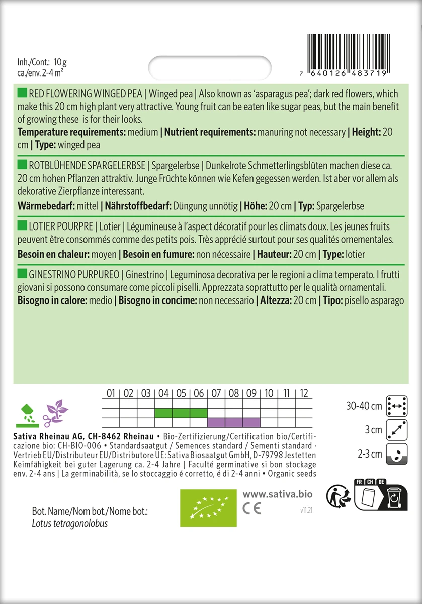 Spargelerbse Rotblühende Spargelerbse | BIO Erbsensamen Von Sativa Rheinau 2 Spargelerbse Rotblühende Spargelerbse | BIO Erbsensamen Von Sativa Rheinau – Bild 2