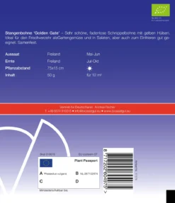 Stangenbohne Golden Gate | BIO Stangenbohnensamen Von De Bolster [MHD 12/2023]