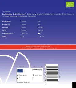 Zuckererbse Frühe Heinrich | BIO Zuckererbsensamen Von De Bolster