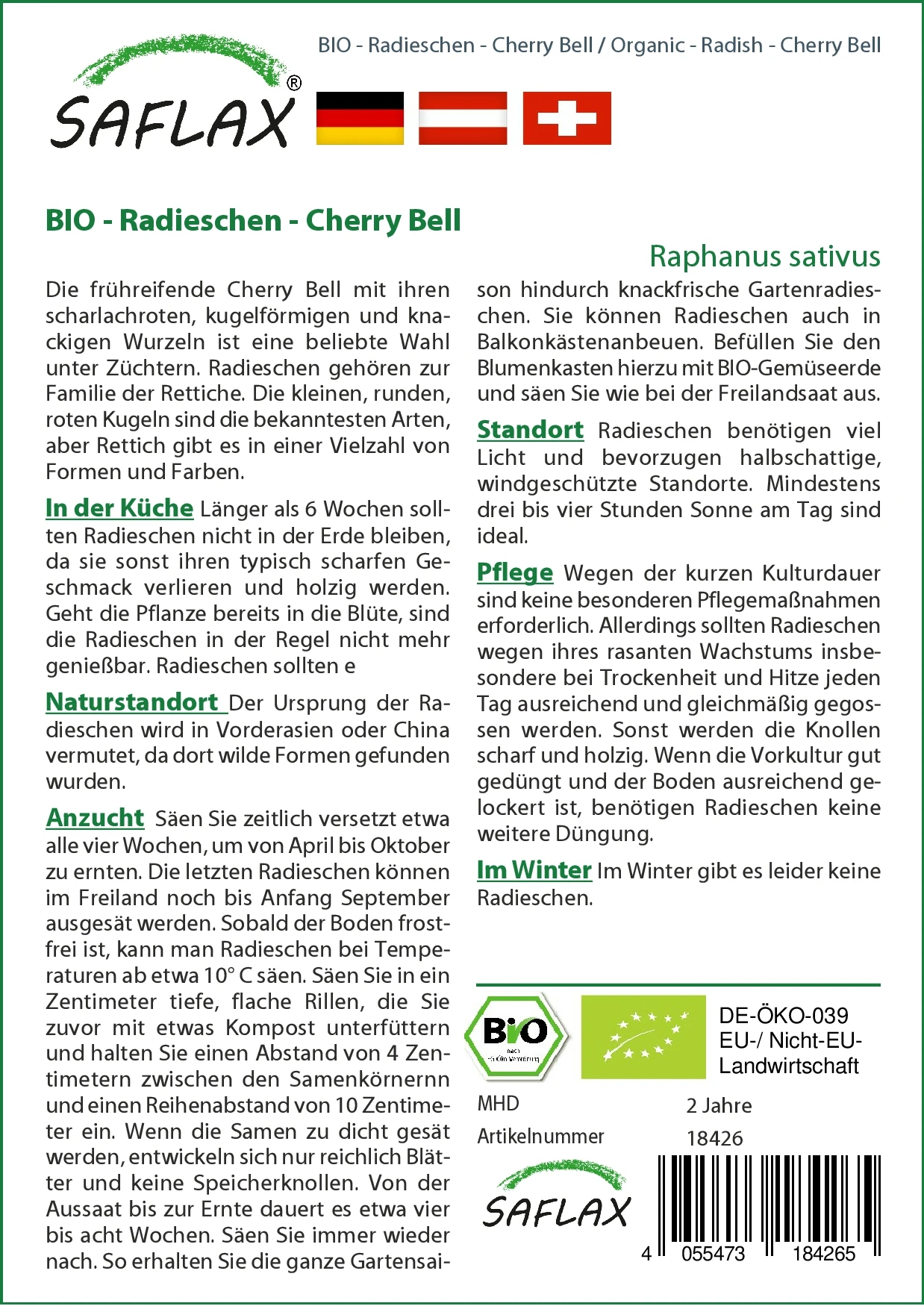 Radieschen Cherry Bell | BIO Radieschensamen Von Saflax 2 Radieschen Cherry Bell | BIO Radieschensamen Von Saflax – Bild 2