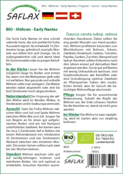 Möhre Early Nantes | BIO Möhrensamen Von Saflax