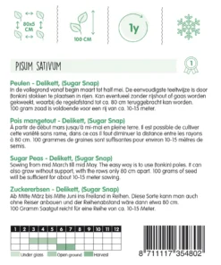 Zuckererbsen Delikett (Sugar Snap) (100 G) | Zuckererbsensamen Von Hortitops