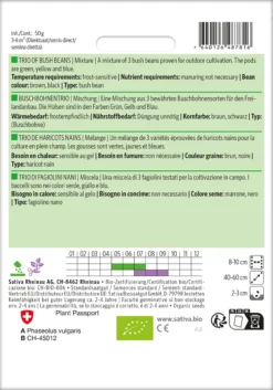Buschbohnen Trio | BIO Buschbohnensamen Von Sativa Rheinau -Indoor Gärtnern Verkaufe 549726 BIO Buschbohnen Trio bo50 sr 1