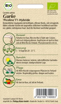 Gurke Picolino F1 | BIO Minigurkensamen Von Samen Pfann