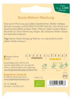 Möhrenmischung Karotten-Vielfalt | BIO Möhrensamen Von Bingenheimer Saatgut -Indoor Gärtnern Verkaufe 559169 BIO Moehrenmischung Karotten Vielfalt G761 N05 bi 1